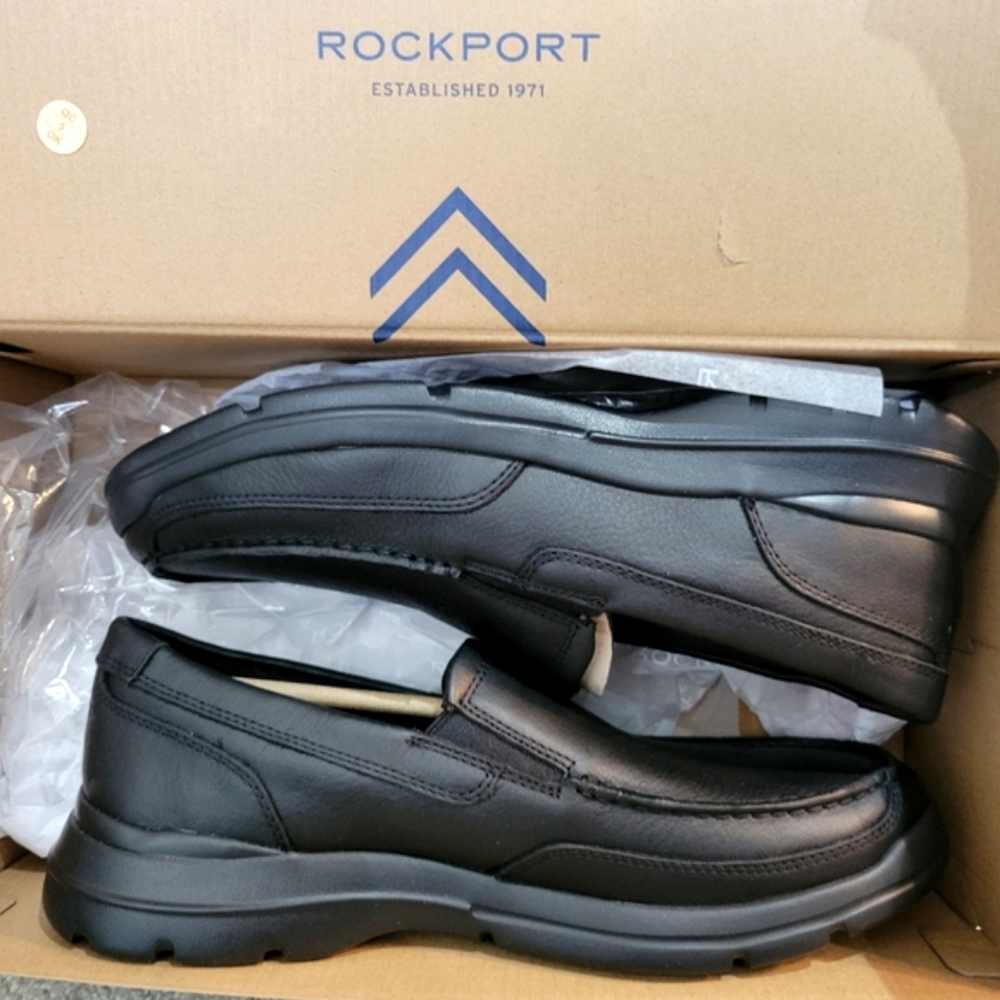 Rockport Junction Point Shoes Size 11.5 M Mens Black Rockport Slip On Mocs
